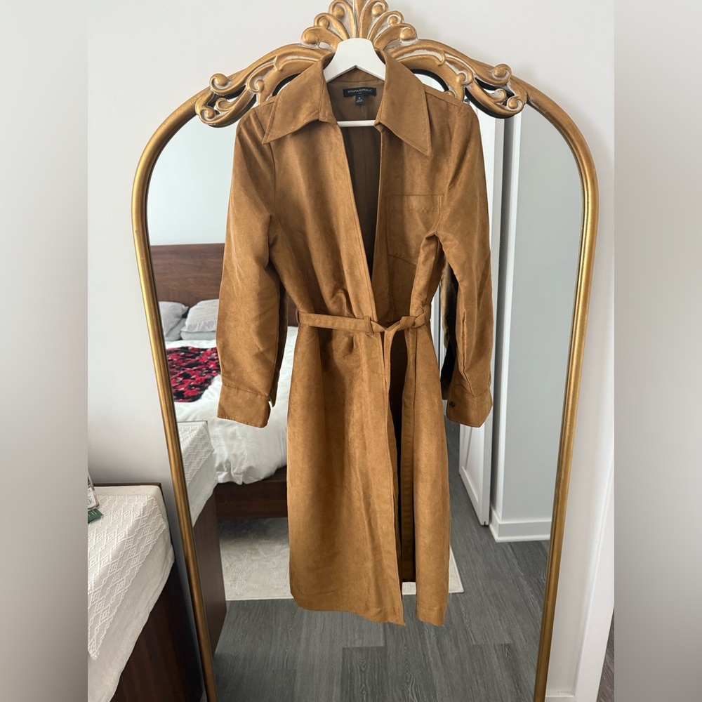 Banana Republic Camel Brown Suede Trench Coat